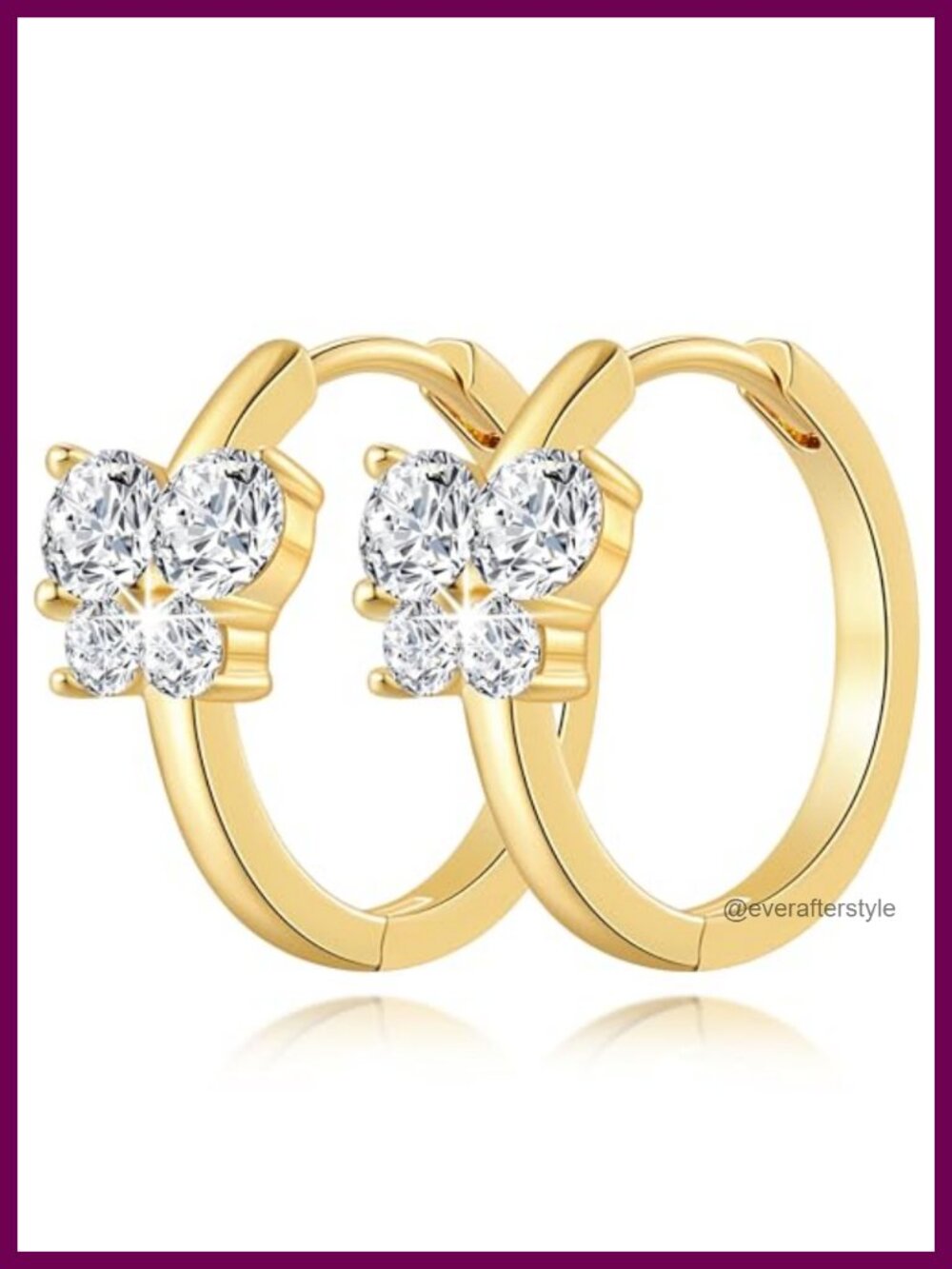 14K Gold Plated Butterfly Crystal Mini Hoop Earrings